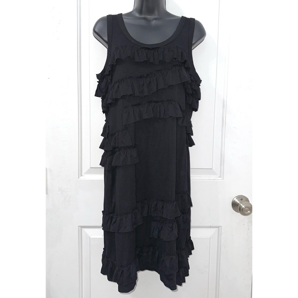 NY Collection black tiered ruffle tank dress